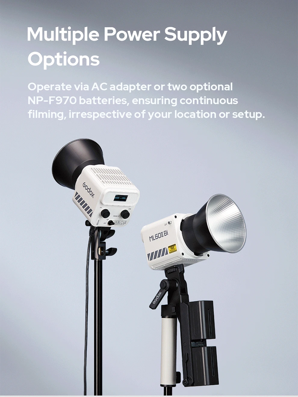 ML60II BI portable handheld fill light with adjustable color temperature externa