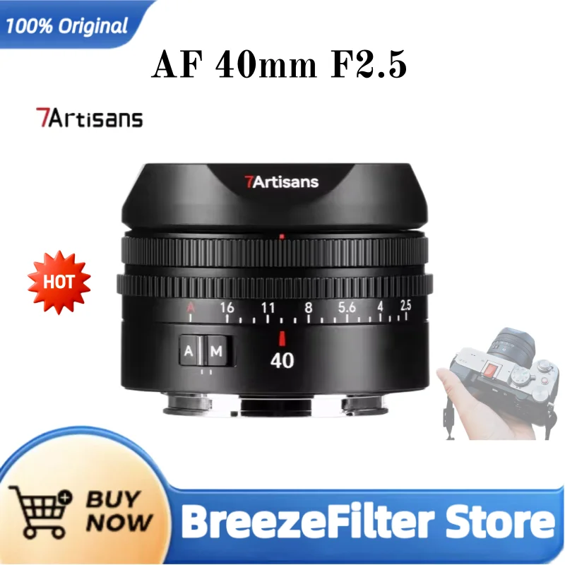 7artisans AF 40mm F2.5 자동 초점 풀프레임 대구경 프라임 카메라 렌즈 ( E 마운트, A6700, A7 V, A7C II, ZV-E1 호환)