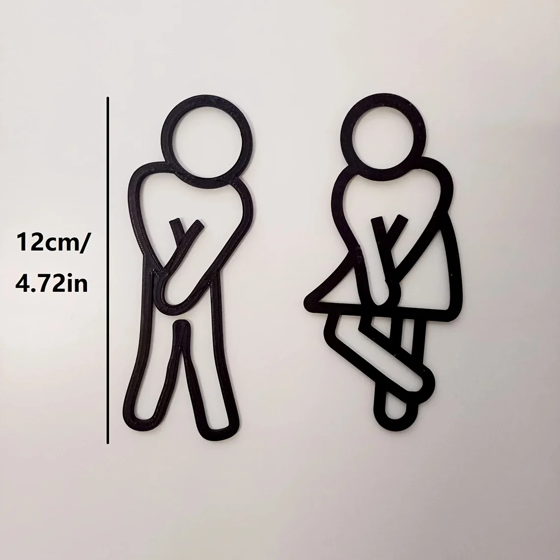 남성 여성을위한 재미있는 욕실 표지판 창조적 인 2D 평면 화장실 문 장식 레스토랑 호텔 카페 화장실 간판 벽 스티커