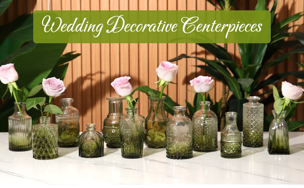 green bud vases