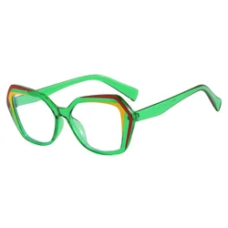Vintage Polygon Patchwork Anti - Blue Light Women's Eyeglasses - Fashionable Clear Black Frames (Green clear)