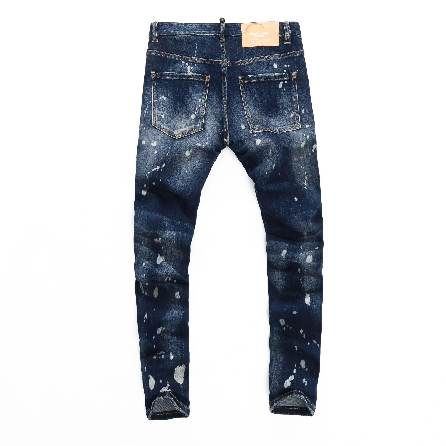 Street Fashion Men Jeans High Quality Retro Blue Stretch Slim Fit Ripped Jeans Men Painted Designer Hip Hop Brand Pants Hombre