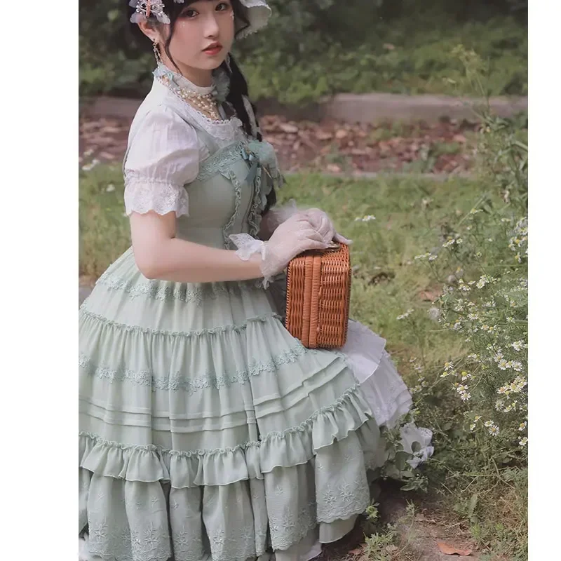 Rose Girl Classic Lolita JSK Button Dress Dawn and Morning Dew