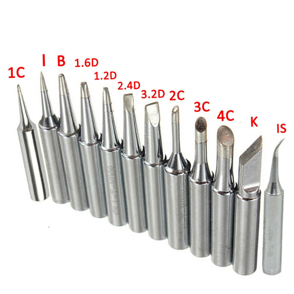 

12pcs Soldering Iron Tips 900M-T Copper Welding Station Tools For 936 937 938 969 8586 852D Soldering Stations Power Tools Parts