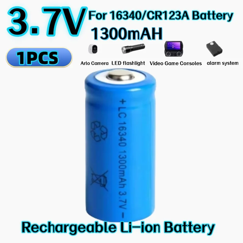 1-20 יחידות 3.7V 1300mAh 16340 CR123A סוללות נטענות Li-ion ופנס LED עט לייזר עבור סוללת 16340 CR123A