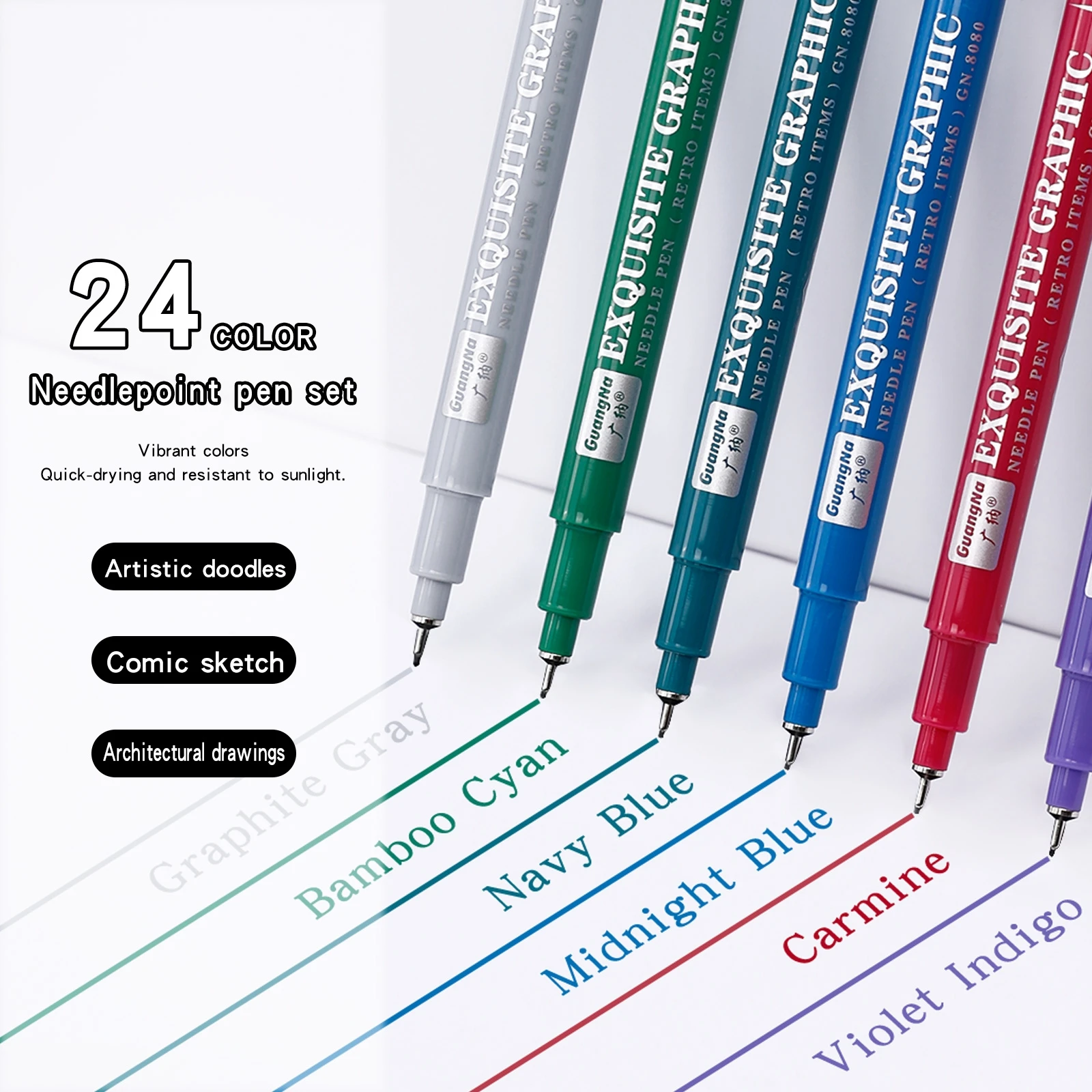 Nadelstift, Stift mit feiner Spitze, wasserfeste Archivtinte, 0,5 mm Fineliner-Tintenstifte für Künstlerillustration, Skizzieren, Anime, Manga – Detail 6