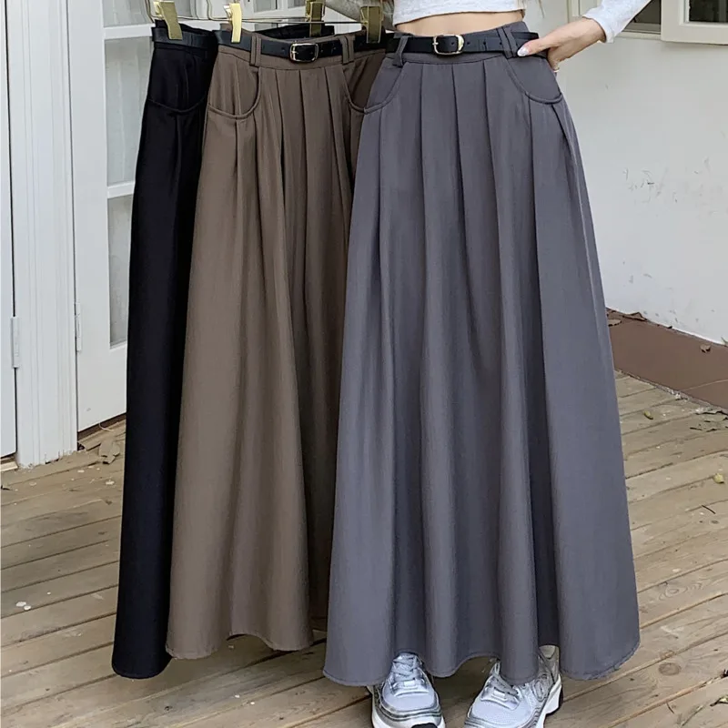 

Women's High Waist Pleated Skirt Vintage Streetwear Harajuku Basic Streetwear Fashion A-line Skirts Clothes New 2023