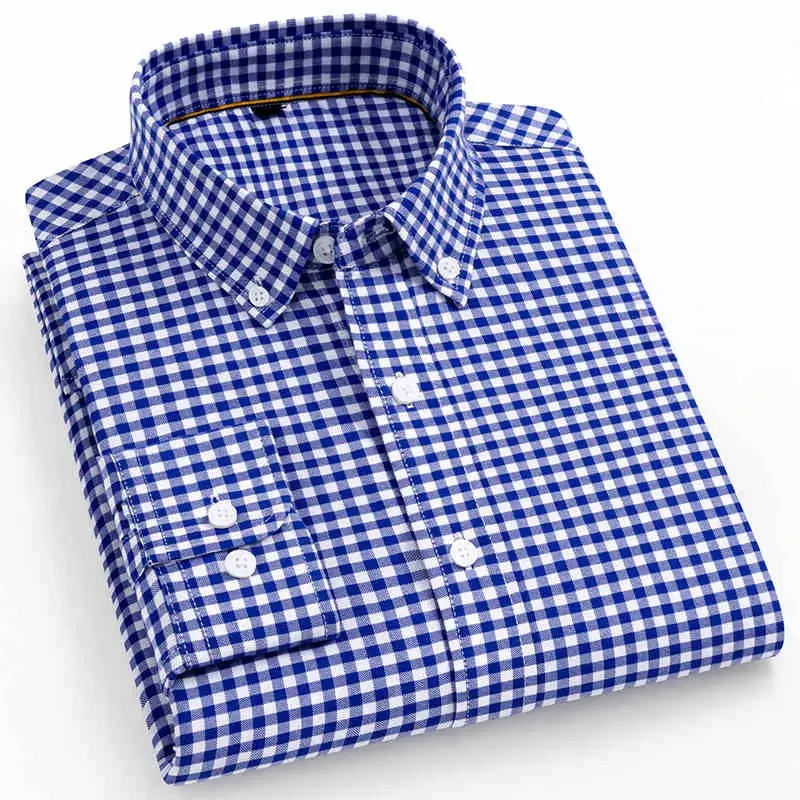 New In Shirt 100%Cotton Fashion Long Sleeve Shirts for Man Slim Fit Formal Plian Shirt Soft Casual Office Designer Plaid Clothes - Image 12