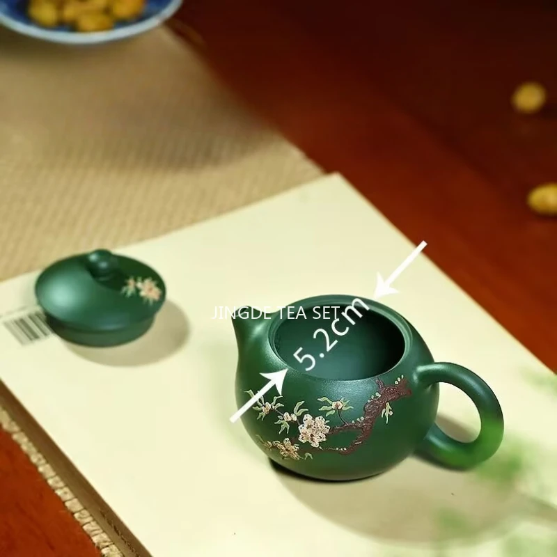 200ml Yixing purple clay peach blossom teapot mineral green clay, Xishi filter teapot business Tea set