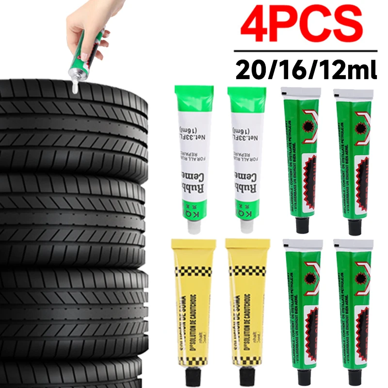 

4-1Pcs Tire Tyre Repairing Glue 20/16ml Auto Motorcycle Bicycle Tyre Inner Tube Puncture Repairing Rubber Glue Car Accessories