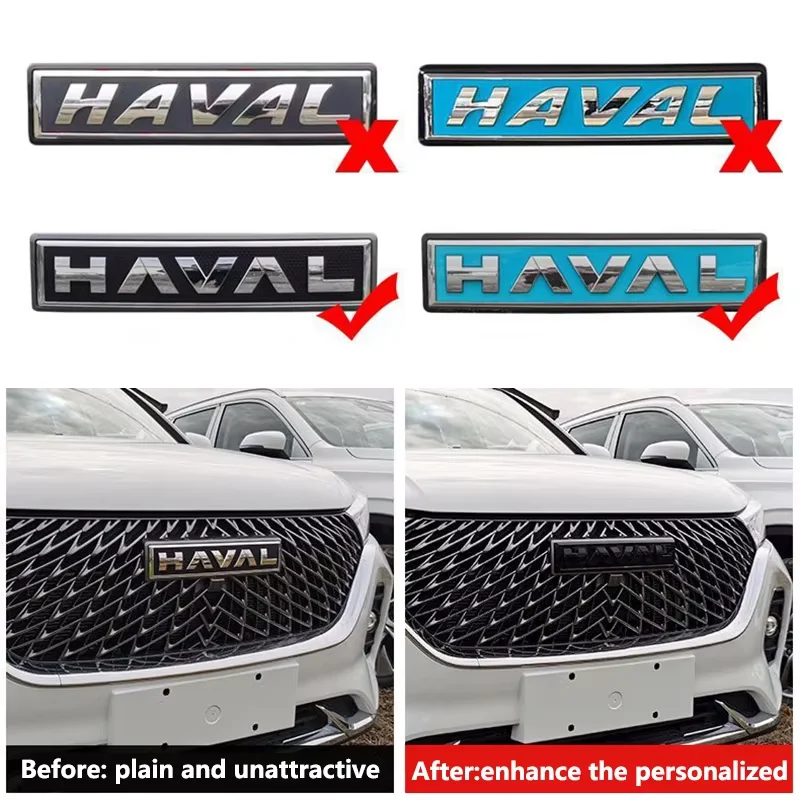 만리 장성 Haval 자동차에 대한 자동차 블랙 로고 엠블럼 새로운 로고 전면 네트워크 트렁크 후면 스티커 바디 데칼 1pc