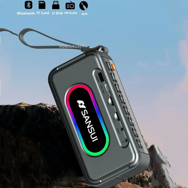 

New Sansui F30 Retro Radio Wireless Bluetooth Speaker Insert Card Mini Plug in Walkman Music Player Portable Stereo Subwoofer