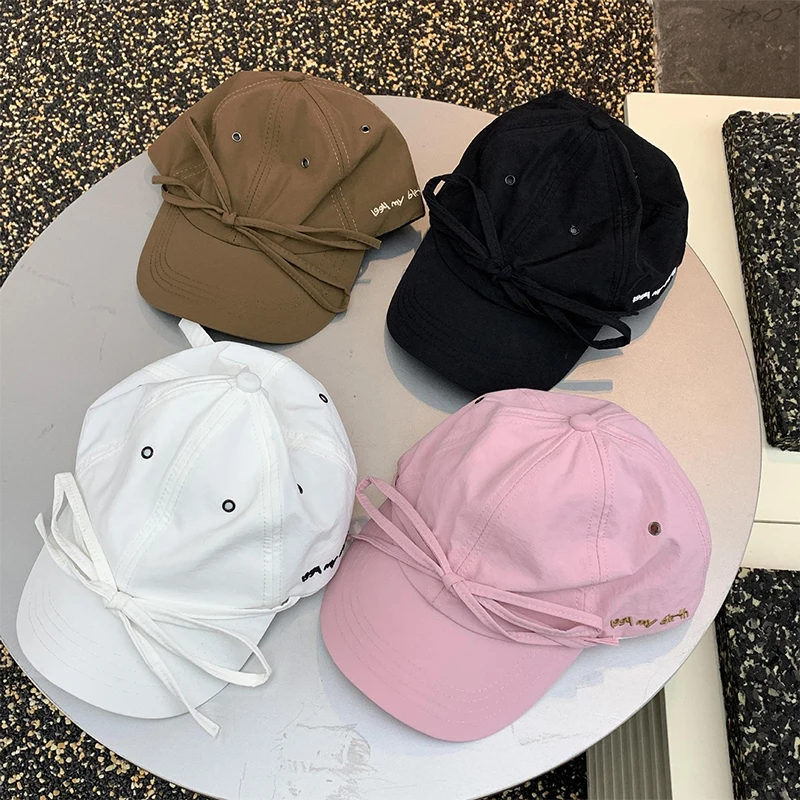 

1PC Ribbon Bow Thin Section Adjustable Baseball Hat Soft Top Short Brim Show Face Small Spring And Summer Versatile