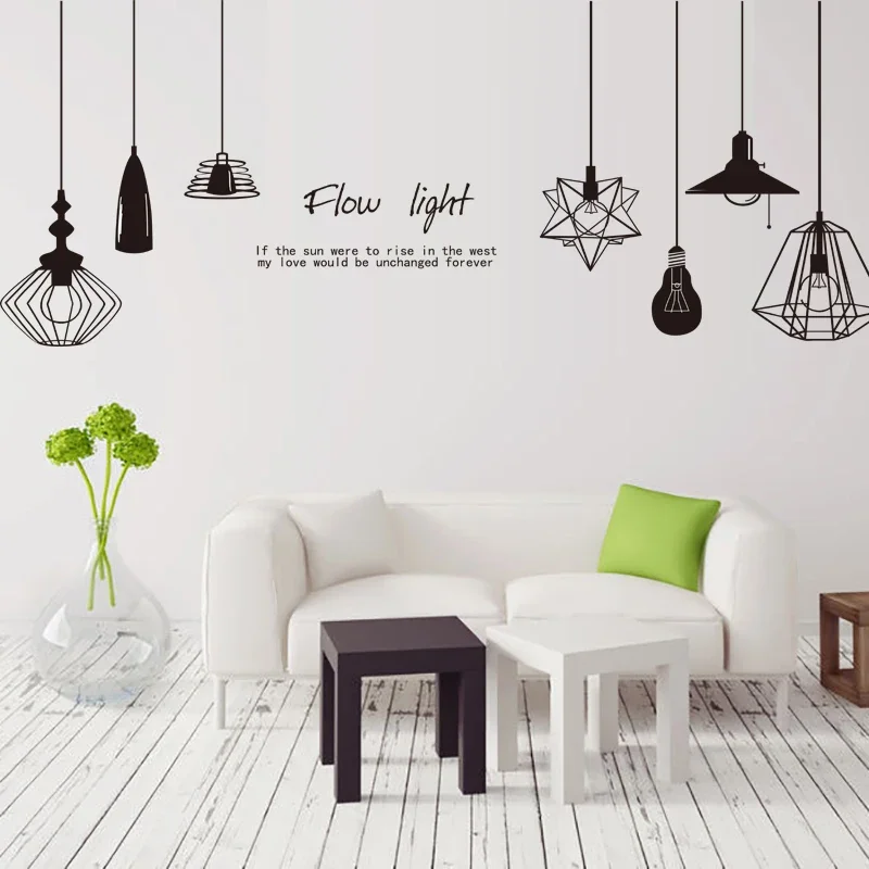 

Black Chandelier Wall Sticker Vinyl DIY Wall Lamp Stickers Living Room Photography Studio Decoration