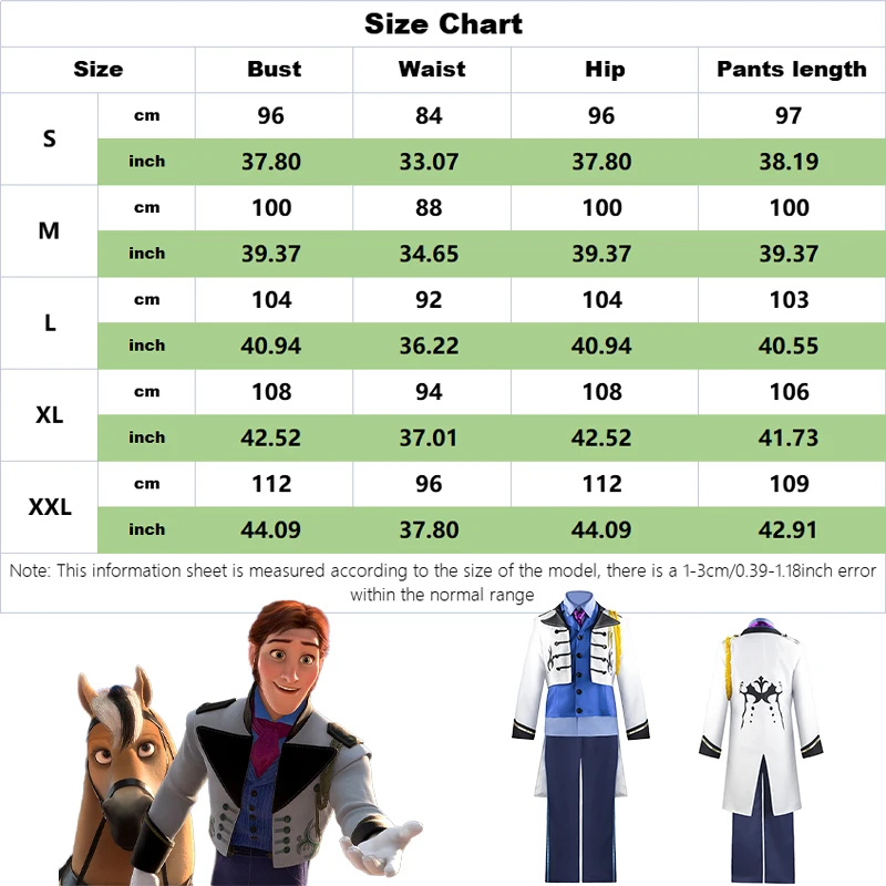 Frozen Hans Cosplay Costume Disney Hans Prince Shirt Vest Coat Pants Tie  Uniform Suit Adults Halloween Party Costume for Men