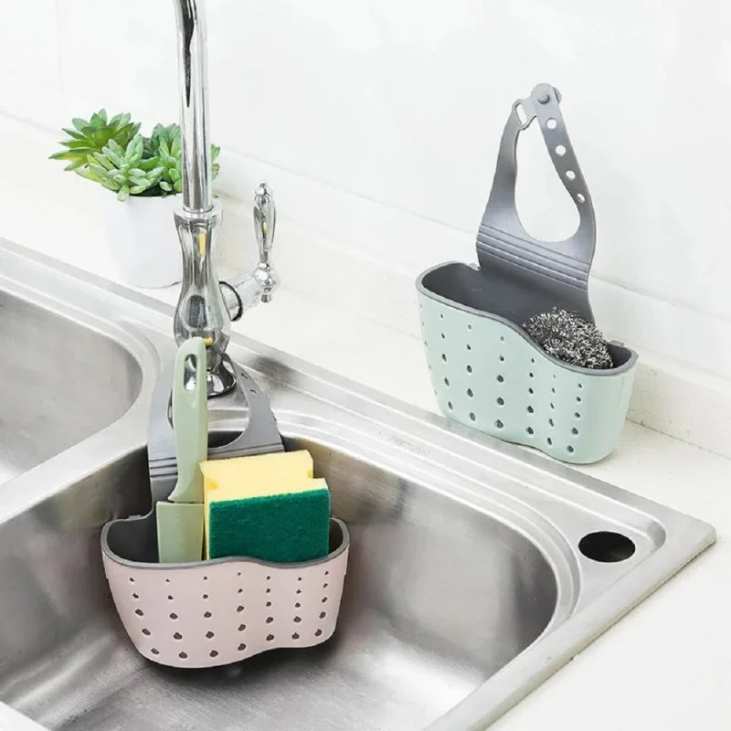 

Kitchen Sink Holder Hanging Drain Basket Adjustable Soap Sponge Shelf Organizer Bathroom Faucet Holder Rack Kitchen Accessories