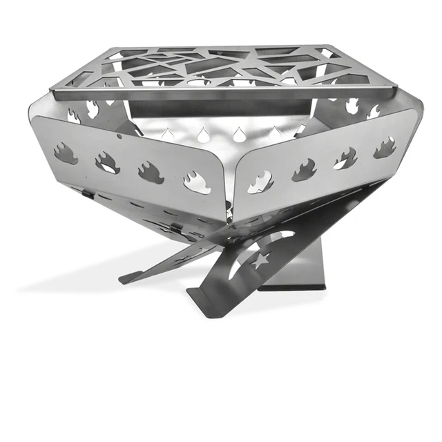 Háztartási Bbq Grill Nordic Rozsdamentes Acél Tűz Pit Kültéri Fűtéshez Multifunkció Foldjon Kemping Tábortűzállvány U - Image 2