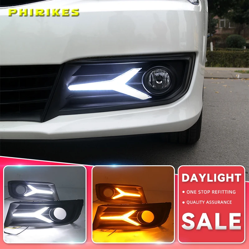 

LED DRL daytime running light+Front fog light For Citroen C-Quatre 2012-2018 with Dynamic moving yellow turn signal