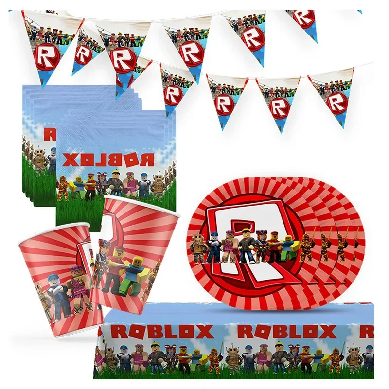 Roboter Jungen Thema Einweggeschirr Set Geburtstag Party Pappteller Tasse Serviette Tischdecke Dekoration Verpackung Banner Zubehör