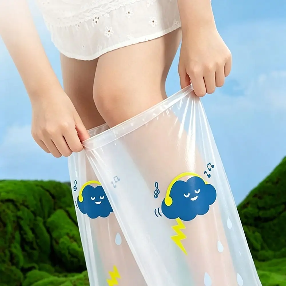PE 방수 신발 커버 방수 두꺼운 레인 부츠 커버 행운의 토끼 프린트 미끄럼 방지 일회용 신발 커버 비 오는 날