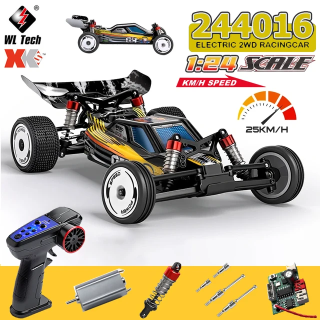 WLtoys 244016 1:24 RC سيارة 2.4G مع إضاءة ذاتية الصنع الكهربائية عالية السرعة تنافسية سباق السيارات لعبة التحكم عن بعد للطفل هدية 1