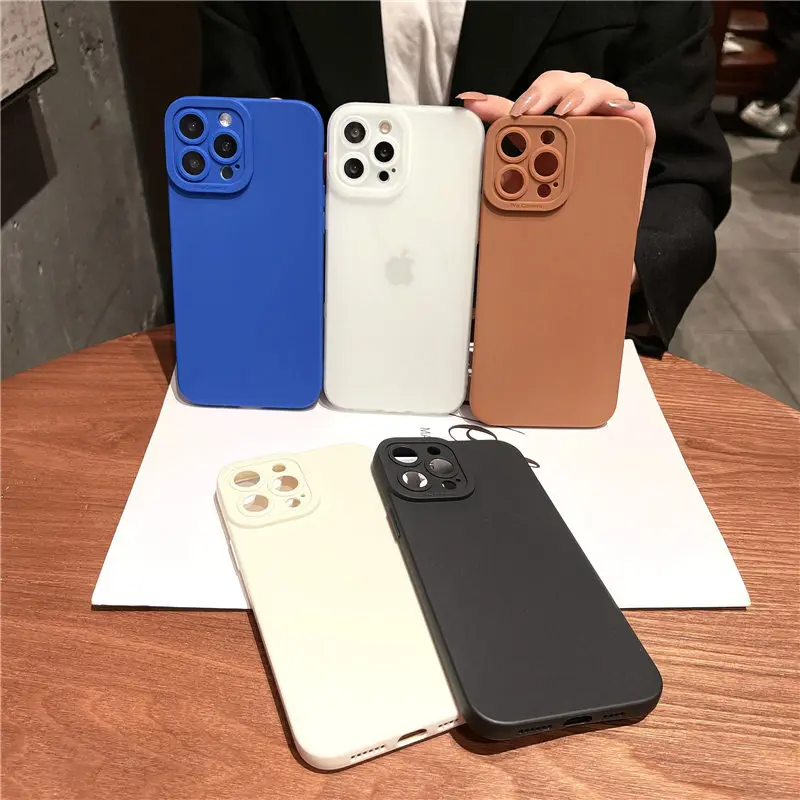 Camera Protection Silicone Phone Case For iPhone 13 Pro Max 11 12 Pro Max XR XS Max X 7 8 Plus Soft Shockproof Matte Back Cover iphone 13 pro max case leather