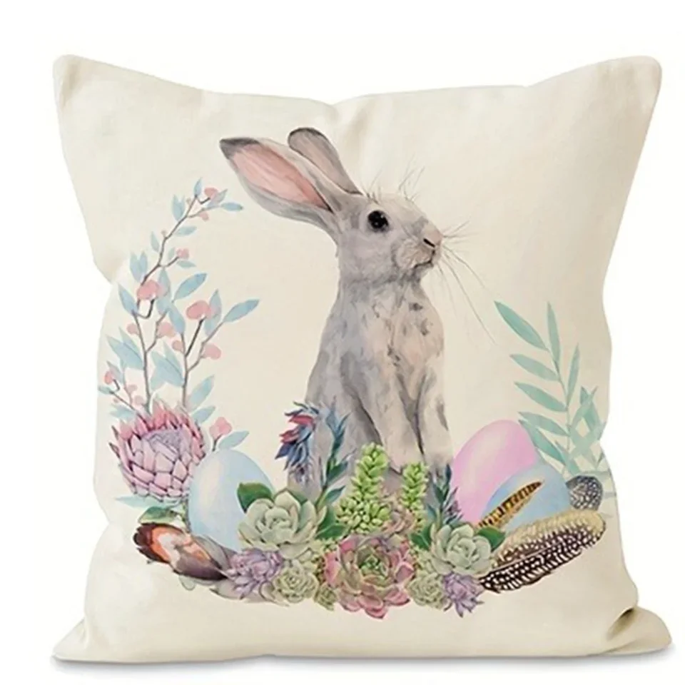 KOIROI Lot De 4 Housses De Coussin De Pâques - 45 X 45 Cm