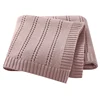 Vertical Stripes Solid Color Baby Cotton Blankets Plain Knitted Babies Boys Girls Muslin Swaddle Blanket For Newborn Infant 1