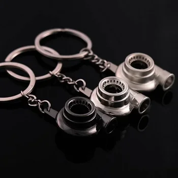Mini Turbo Turbocharger Keychain Spinning Turbine Key Chain Ring Keyring Keyfob Car Keyring Car Interior Accessories CarKeyring 2
