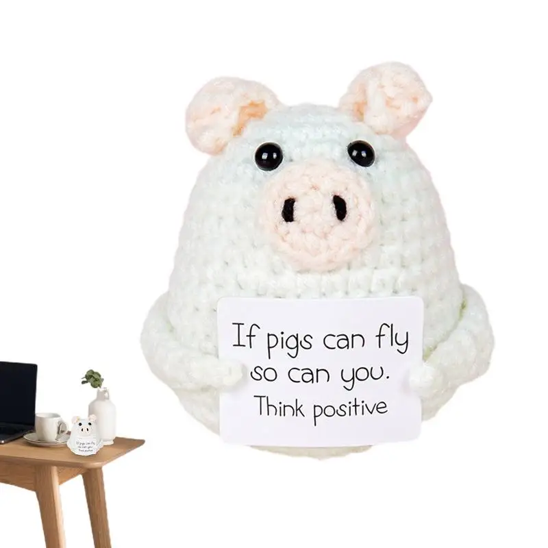 

Плюши с эмоциональной поддержкой, ручная работа, вязаная свинья, кукла, позитивная эмоциональная поддержка, игрушка, смешная модель с деревом