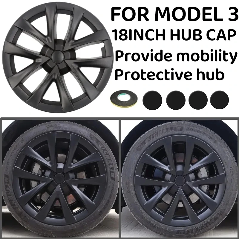 

4PCS 18 Inch Hubcap Accessories Model3 Performance Replacement Wheel Cap Automobile Full Rim Cover For Tesla Model 3 2018-2023
