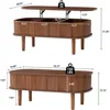 Fluted Lift Top Coffee Table with Hidden Compartment, Fully Assembled Wooden Center Table, Modern Oval Lift Tabletop 2