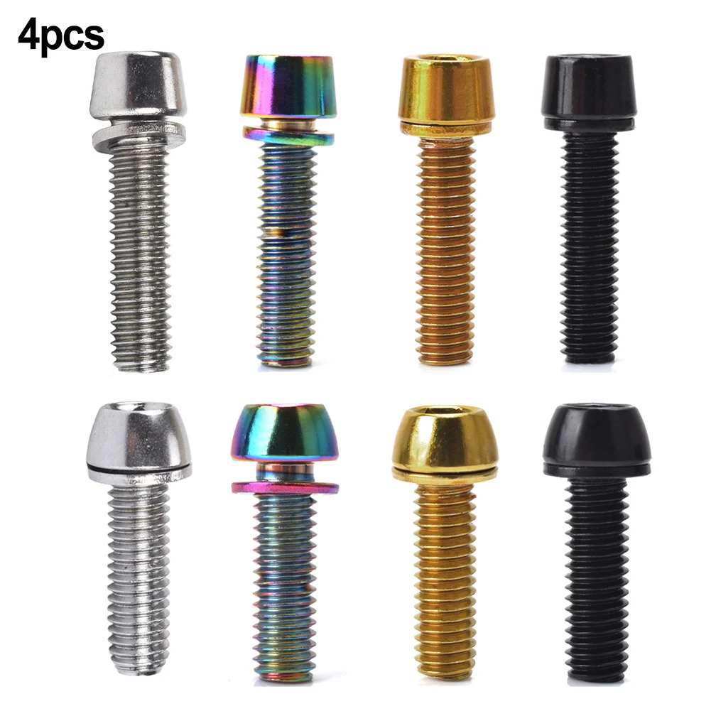 

4pcs M5 M6x20mm Bicycle Handlebar Screws Colorful Steel MTB Bike Handle Bar Stem Riser Screw In Bolts With Washer