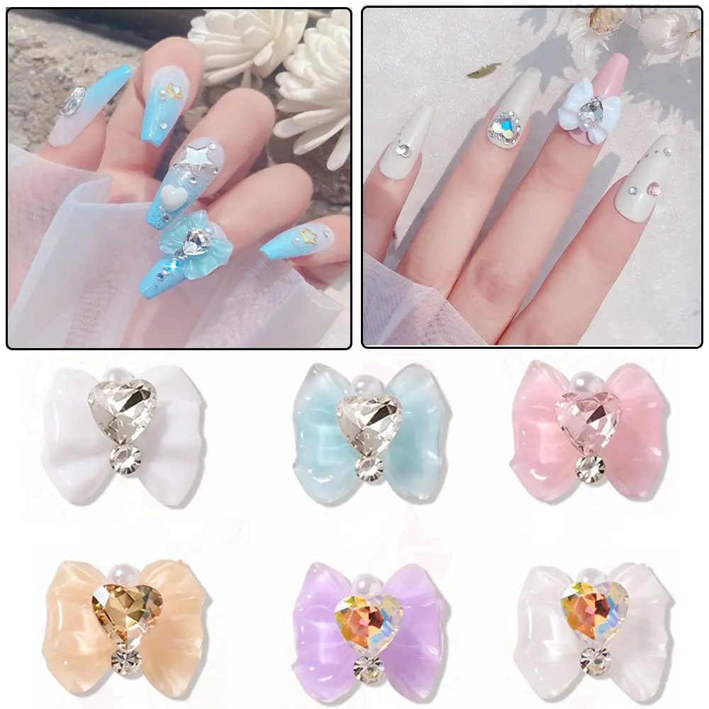 

10pcs/pack Charms Crystal Bow Knot Heart Diamond Manicure Decoration Nail Art Accessories Nail Art Rhinestones