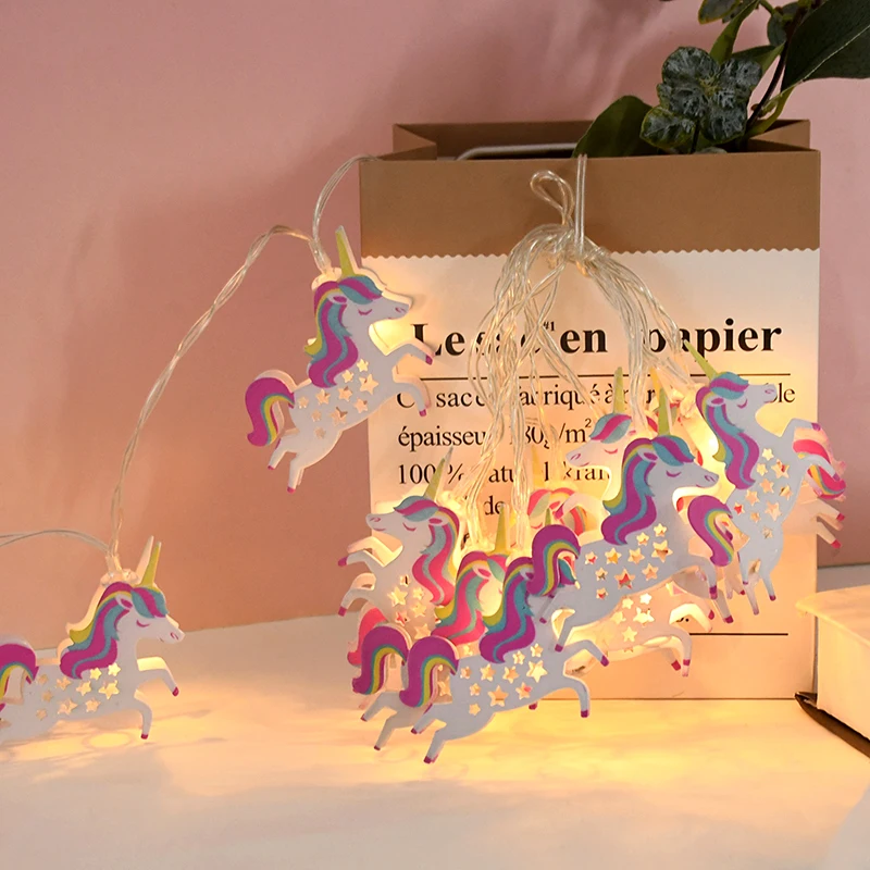 1,65 M 10 leds Cartoon Einhorn LED String Licht Einhorn Geburtstag Party Dekoration Kinder Geschenk Baby Dusche Hochzeit Party liefert – Detail 4