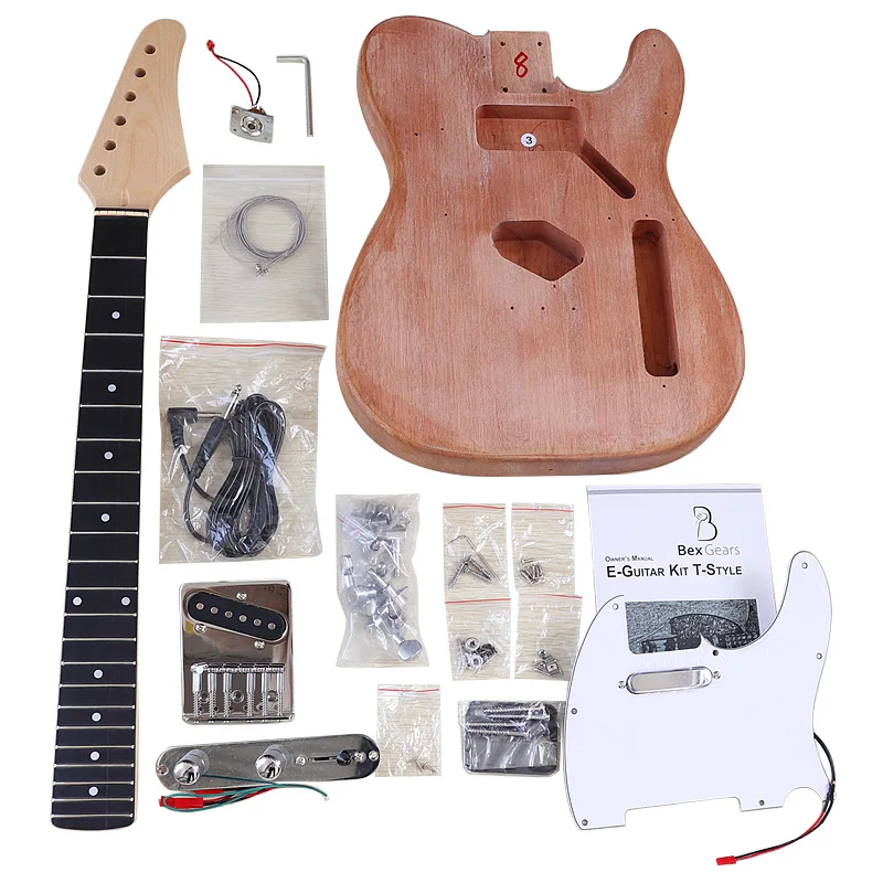 Diy Guitar Kit Leo Jaymz Kit De Guitare U00e9lectrique De Style ST Avec Corps En Acajou Et Manche En Erable Tete En Forme De Voile Touche En Ebene Et Tous Les Composants