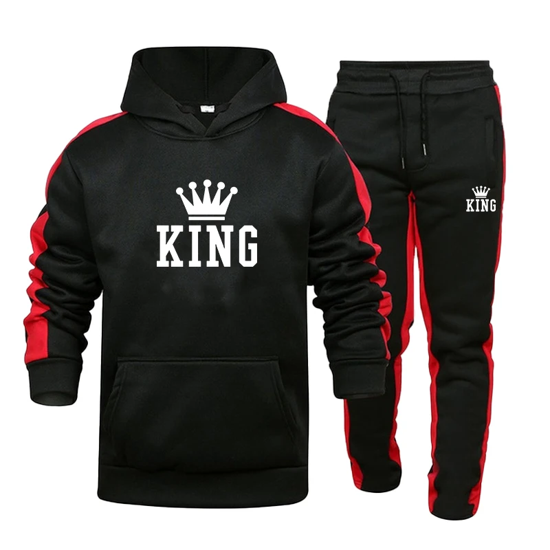 2023 Trendy Men's Striped Hoodie Pants 2-Piece Printed Sweatshirt Sweatpants Men's Fitness Top Pants Jogging Sportswear