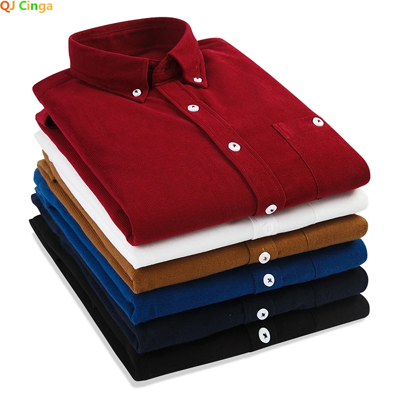 Spring and Autumn New Men's Long-sleeved Shirt Corduroy Fabric Shirts Single-breasted Button-down Collar Camisa Men Chemise 5XL dress shirts men casual shirts