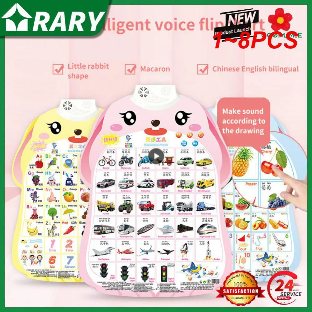 

1~8PCS Pinyin Alphabet Children's Audio Wall Chart Early Education Vocal Literacy Card Pinyin Training Enlightenment Livros