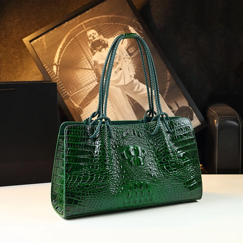 Croc Embossed Genuine Leather Handbags