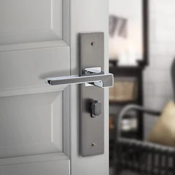 Door Lock Black Indoor Bedroom Zinc Alloy Magnetic Suction Mute Minimalist Timber Lock Home Intercom Door Handles Apartment