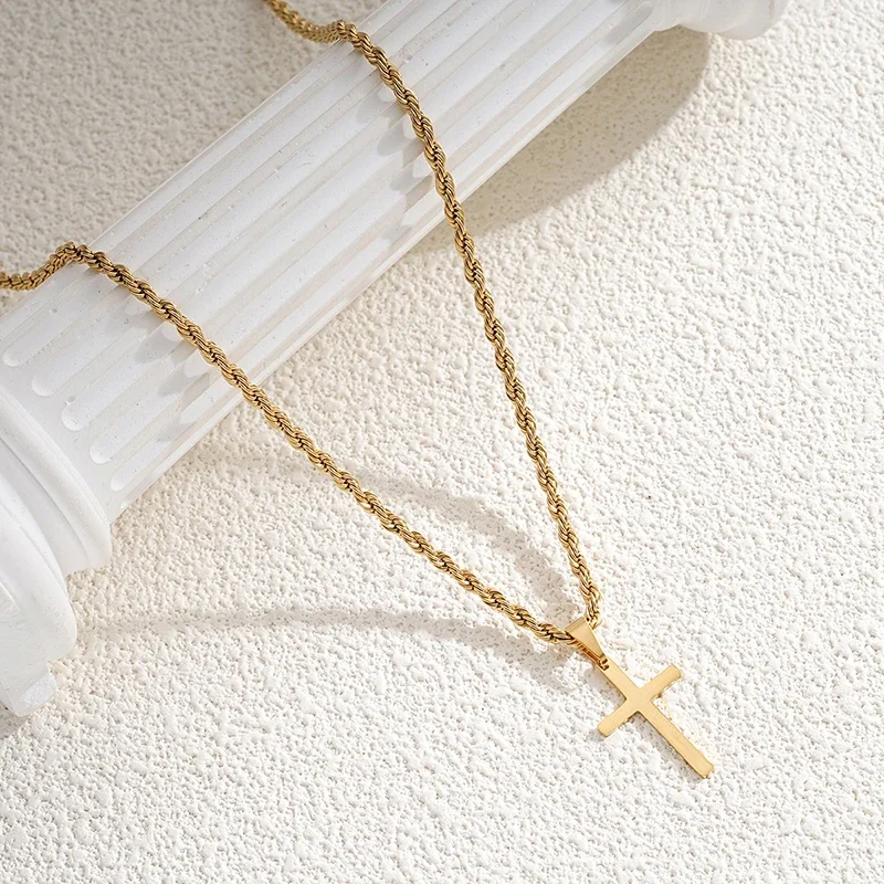 New Stainless Steel Cross Pendant Necklace for Men Women