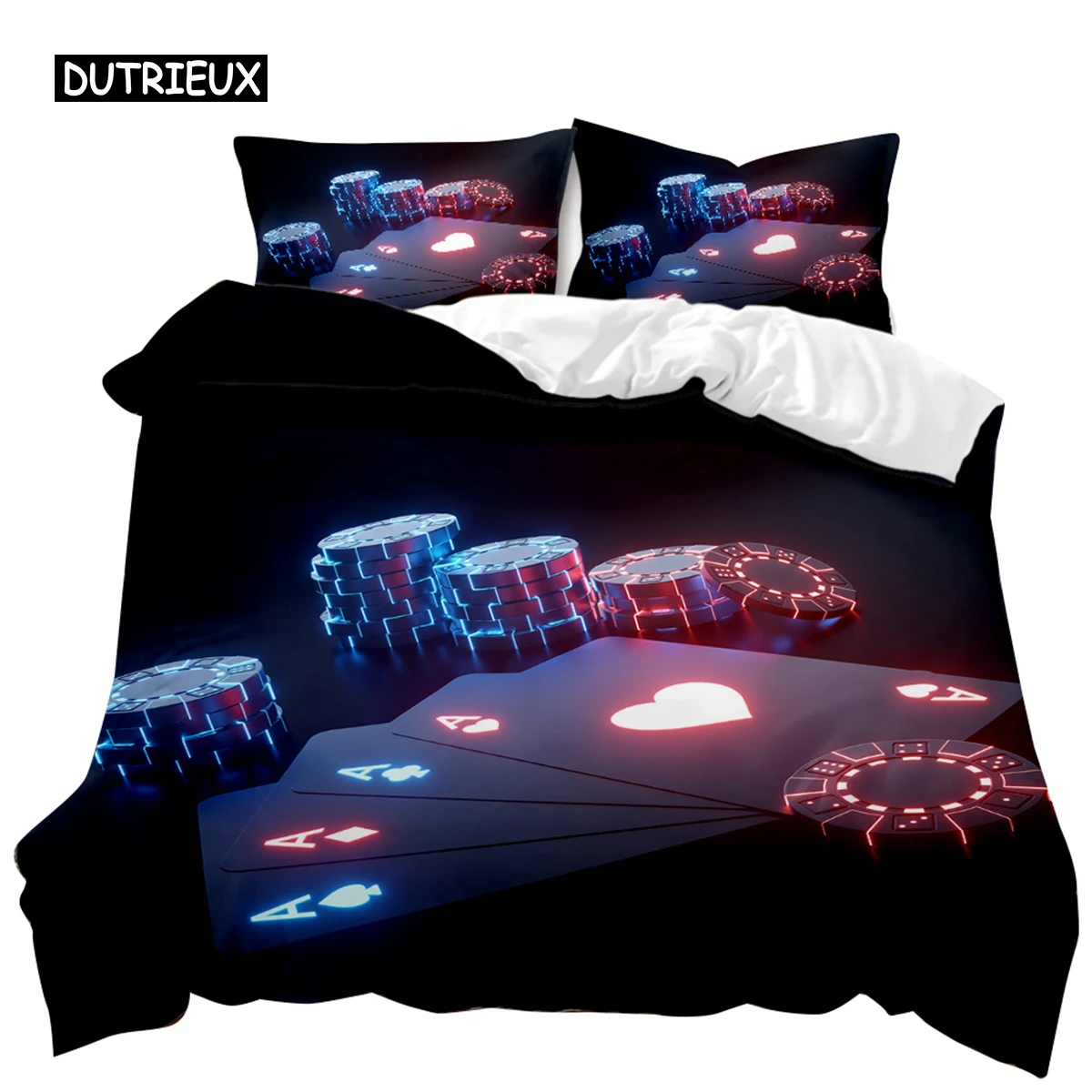 Poker Casino Print Pattern Bed Set Quilt