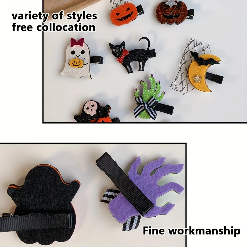 2 Pieces Halloween Headdress Funny Hairpins Personalized Bat Pumpkin Dress up Girls Hairpin Party