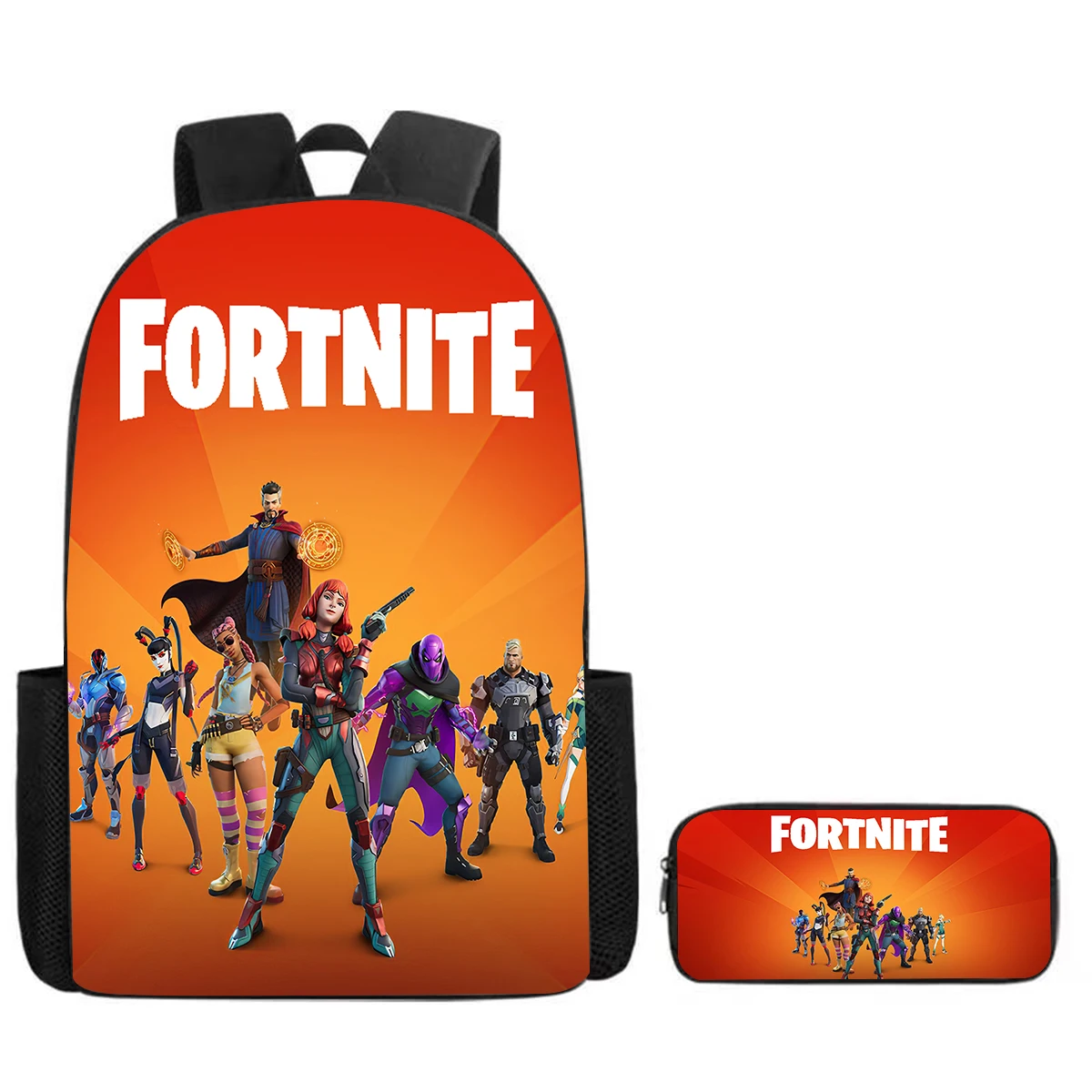 Fortnite Cartoon School Backpack + Pencil Case 2 Piece Set for Boys Girls | Kids Back to School Supplies Gift Birthday Ages 5-8. 1