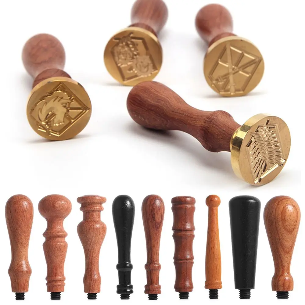 1Pc Manico in legno Sigillo di cera Timbro Accessori Mini portatile Strumento di sigillo fai da te Colore legno retrò Solo maniglie Post Regali decorativi