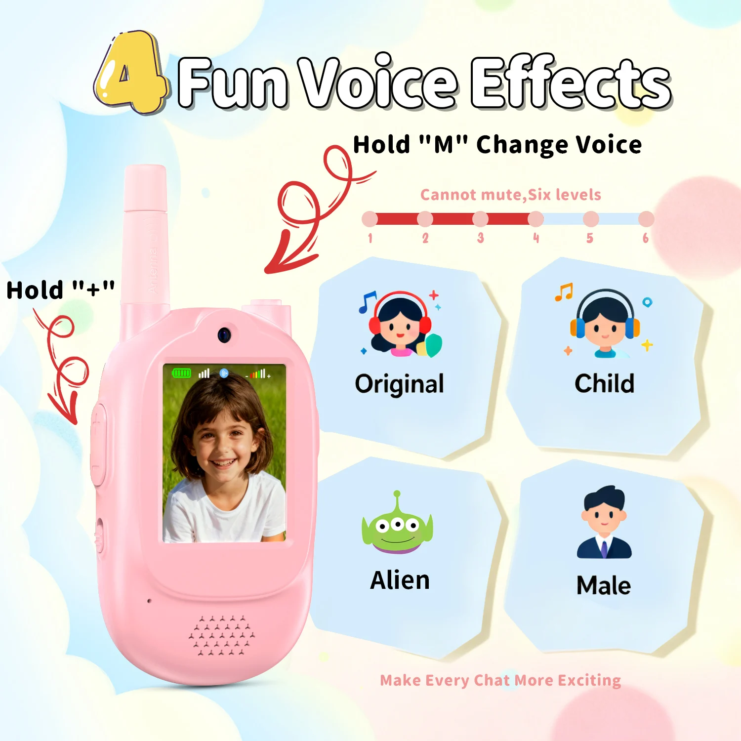 Children's Video Walkie-Talkie with Voice Changing & Rechargeable Battery - Portable Fun Intercom Device