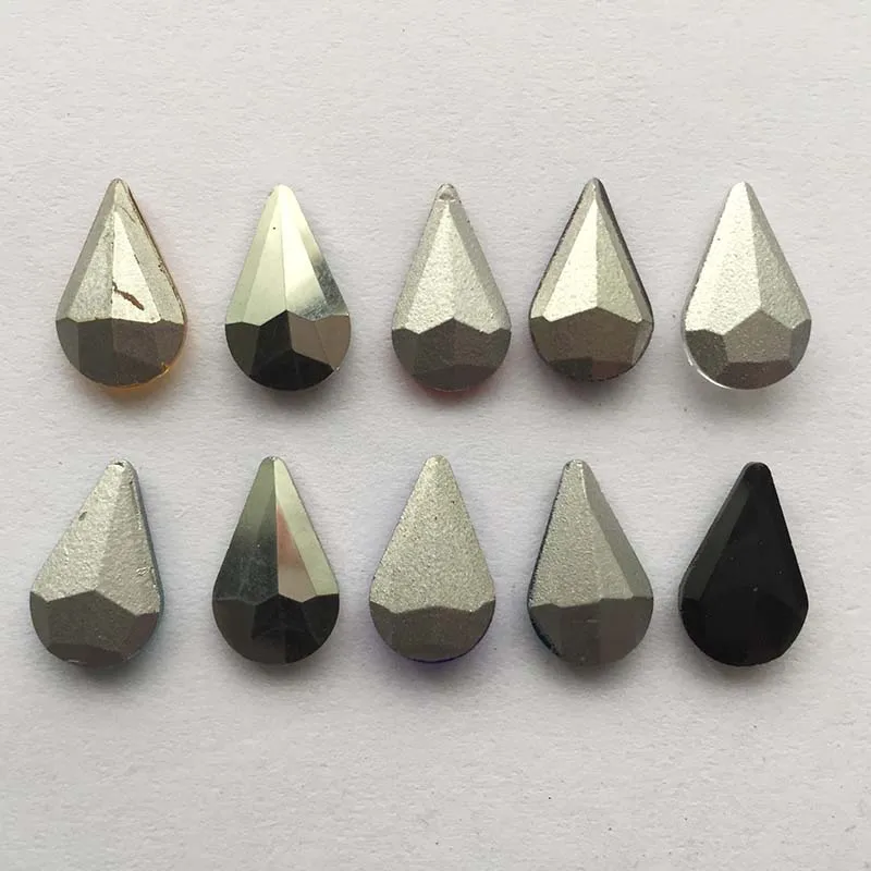 36 Stück 8*13 Schwarz Weiß Grau Blau Gelb Grün Auf Strass Glas Kristall Tröpfchen Geformte Pointback DIY Strasssteine – Detail 1