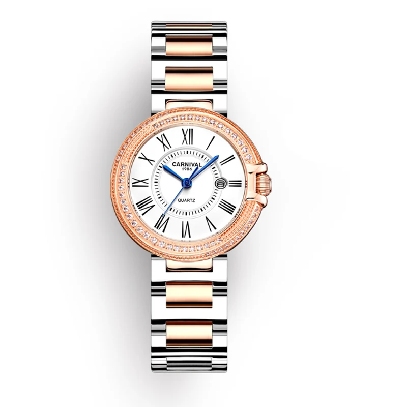 

NEW I&W Rose Gold Watch for Women Luxury Waterproof Female Clock Stainless Steel Fashion Quartz Ladies Watch Clock reloj mujer