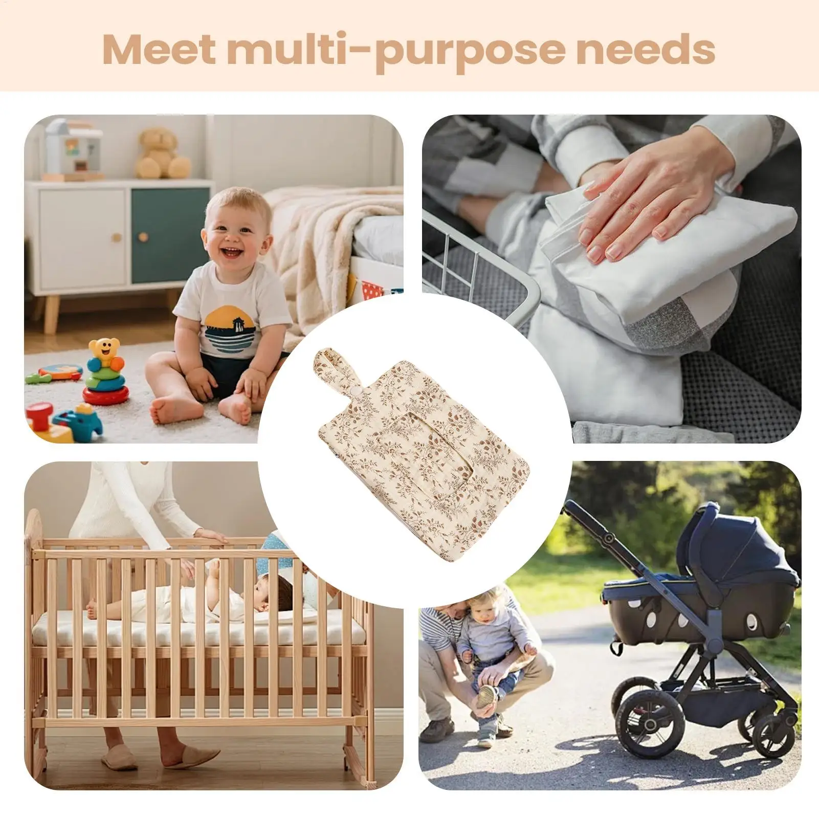 물티슈 용기 걸이형 기저귀 홀더 유모차용 재사용 가능한 휴대용 물티슈 가방 유모차용  침대용 가정용 여행용 야외용 걷기용 하이킹용